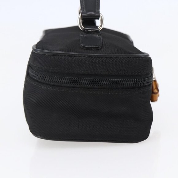 GUCCI Bamboo Vanity Hand Bag Nylon Black Silver Auth - Picture 5 of 16